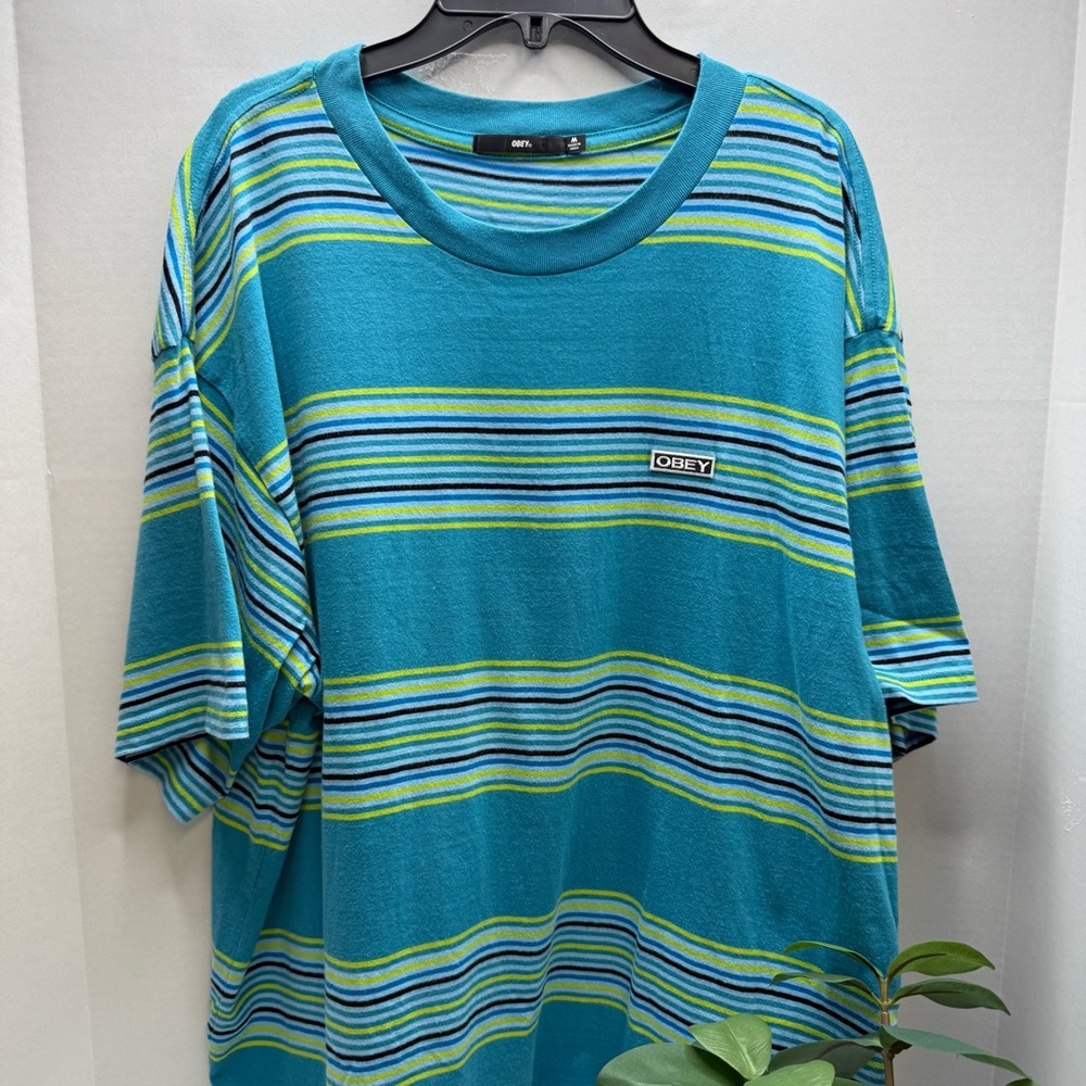 Obey Blue and Green Short Sleeve Tee